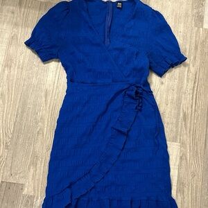 Elegant Blue Wrap Dress SHEIN Chifit Casual Dress Size Large Royal Blue